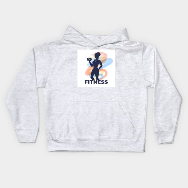 Fitness Logo presenting Woman with Dumbbell Kids Hoodie by devaleta